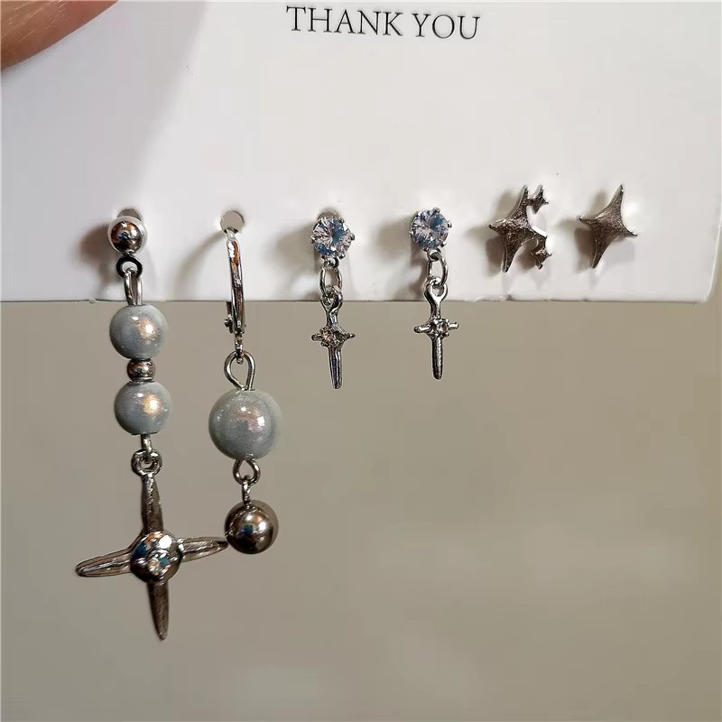 Men Accessories Aesthetic - Ensemble de boucles d'oreilles pendentif étoile
