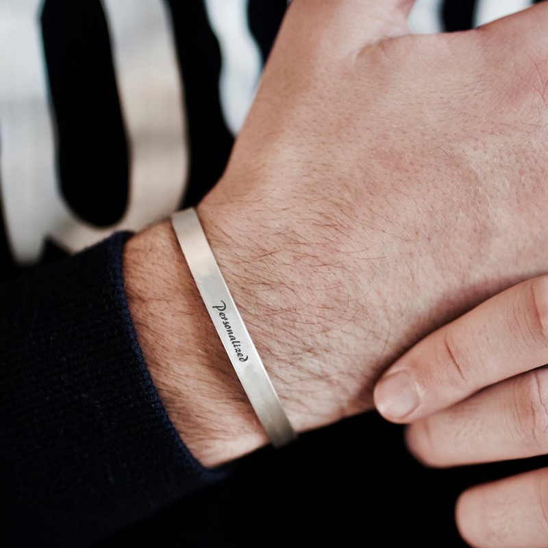 Men Accessories All - Bracelet manchette à gravure gratuite de