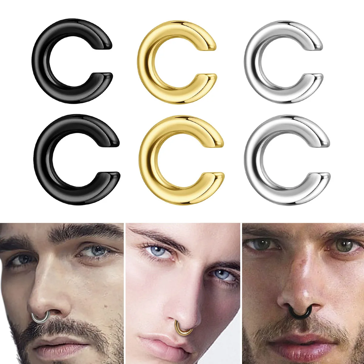 Men Accessories Ring - 1 pièce Anneau de nez non-percé