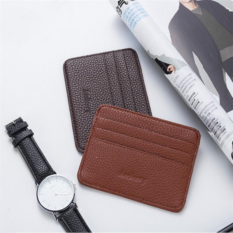 Card Case Minimalist - Portefeuille en cuir PU minimaliste mince,